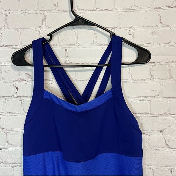 ATHLETA Miles Tank Top Mesh Blue Purple Two Tone Size 1X - Picture 2 of 11